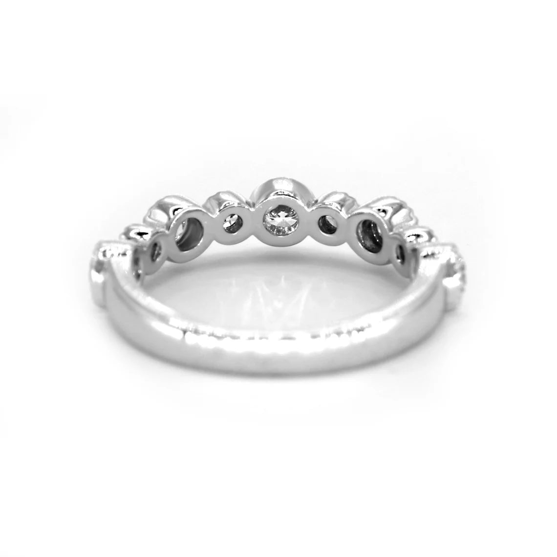 0.85 ct. Round Diamond Wedding Stackable Band, Bezel Set Milgrain Accent Ring-VIRABYANI